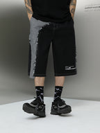 Stitched Washed Denim Shorts