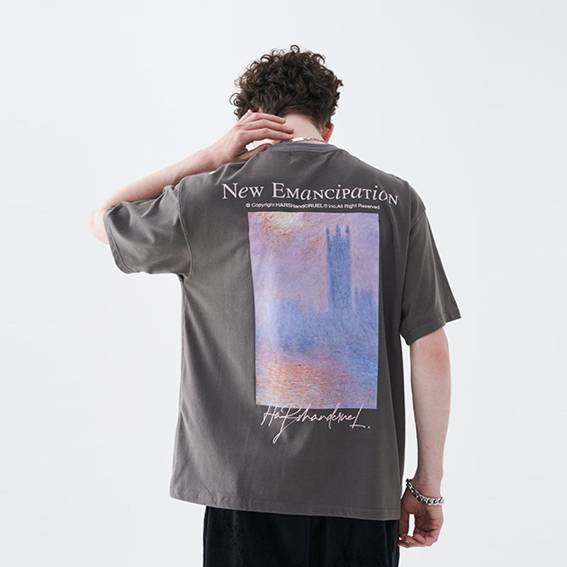 Monet Oil Painting Sunset Tee