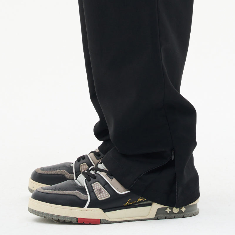 Zipper Basic Loose Trousers