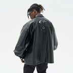 Minimal Faux leather Logo Jacket