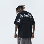 Gothic Font Logo Roses Tee