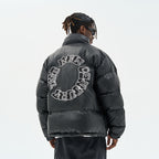 3D Embroidered Circle PU Leather Jacket