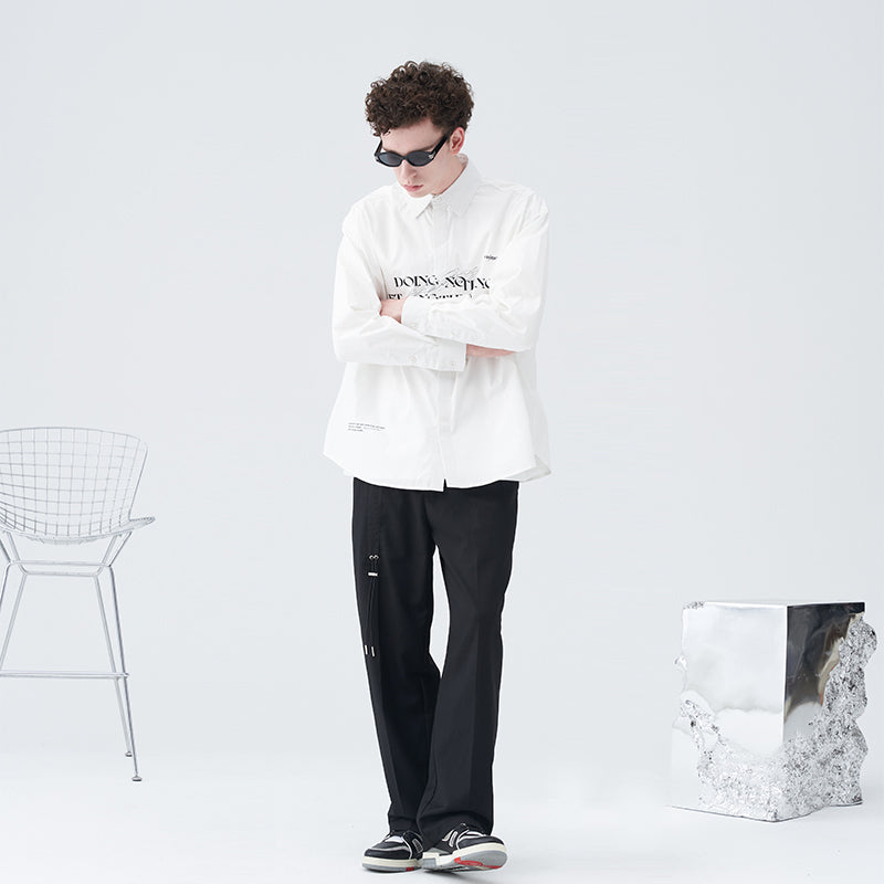 Doing Nothing Print Button Down Shirt