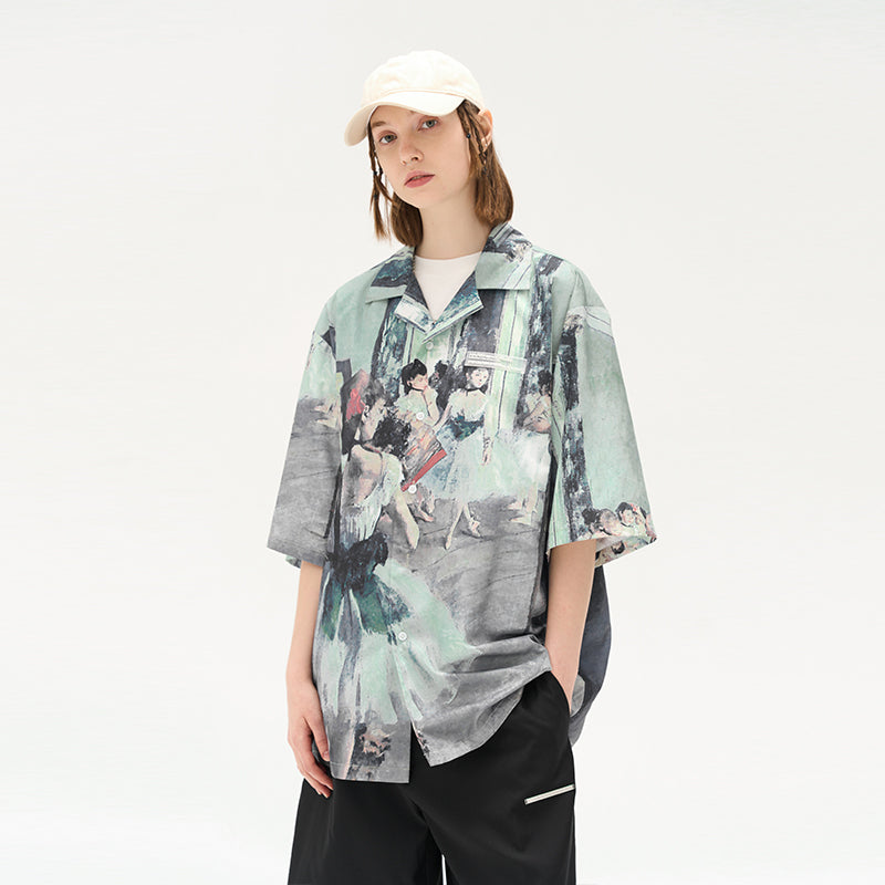 Ballet Oil Painting Full Print Cuban Shirt