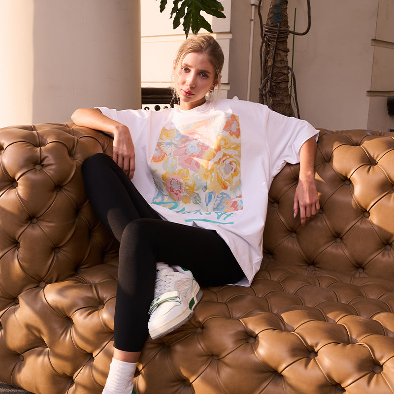 Retro Oil Painting Flowers Logo Tee