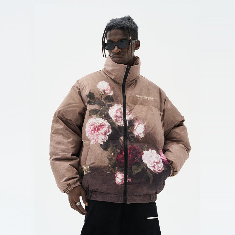 Vintage Oil Painting Full Print Down Jacket