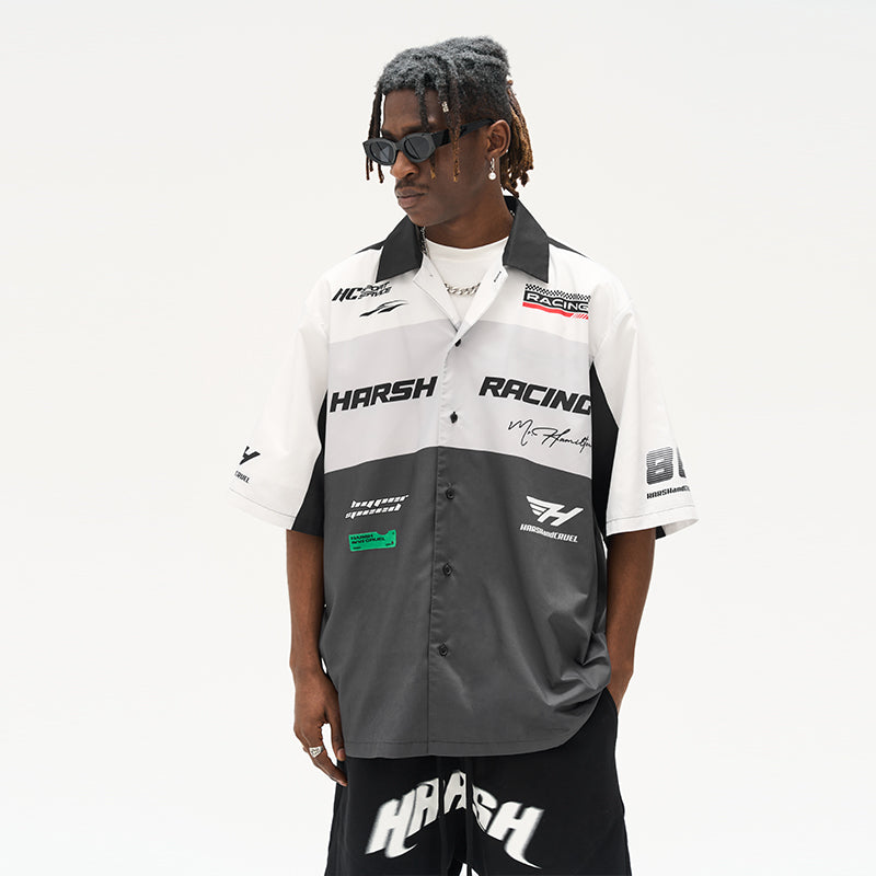 Colorblock Logo Racing Printed Shirt
