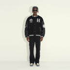 Religious Cross Embroidered Varsity Jacket