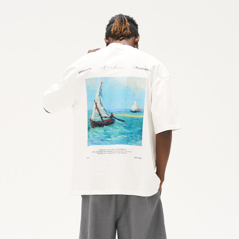 Marine Landscape Oil Painting Printed Tee