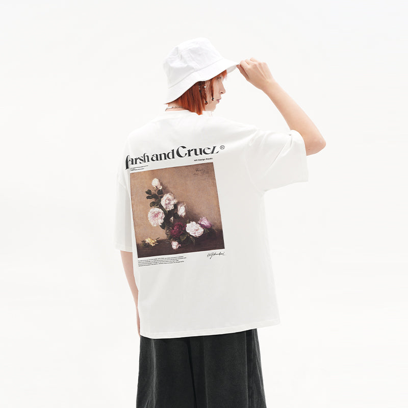 Oil Painting Flowers Loose Printed Tee