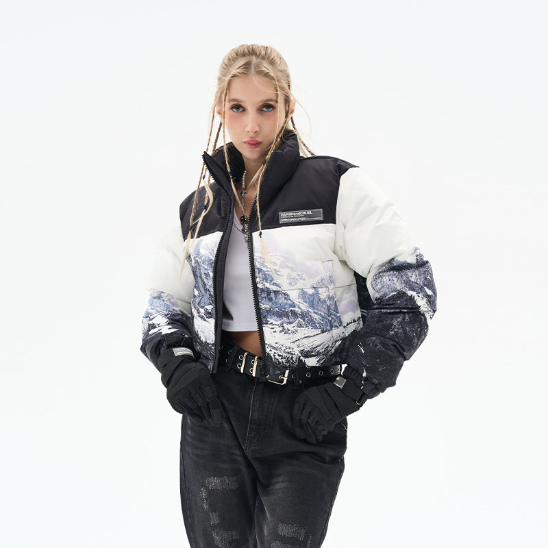 Snow Mountain Printed Crop Jacket