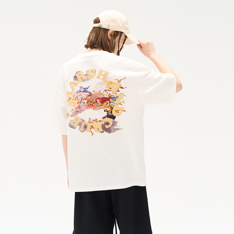 Oil Painting Paradise Circle Logo Printed Tee