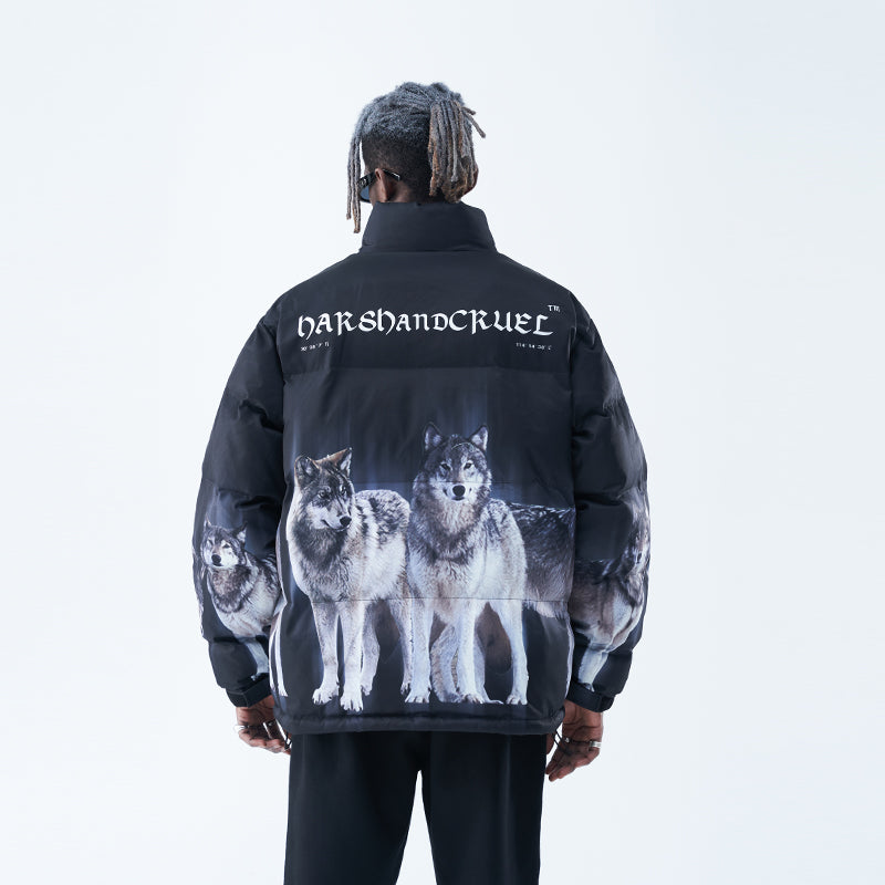 Wolf Print Down Jacket