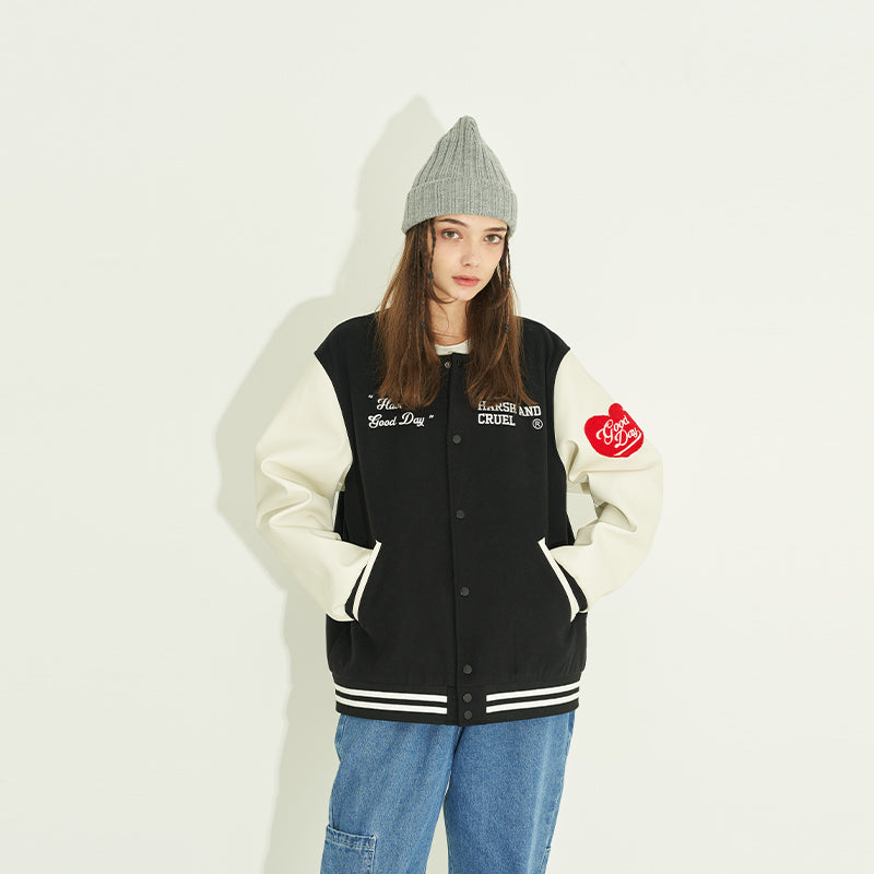 Good Day Embroidered Varsity Jacket