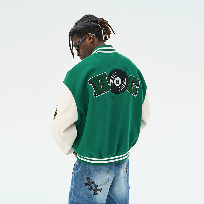 Eight Ball Vinile Embroidered Varsity Jacket