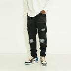Distressed Flower Print Distressed Loose Denim