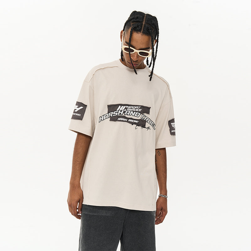 3D Embroidered Patches Logo Racing Tee