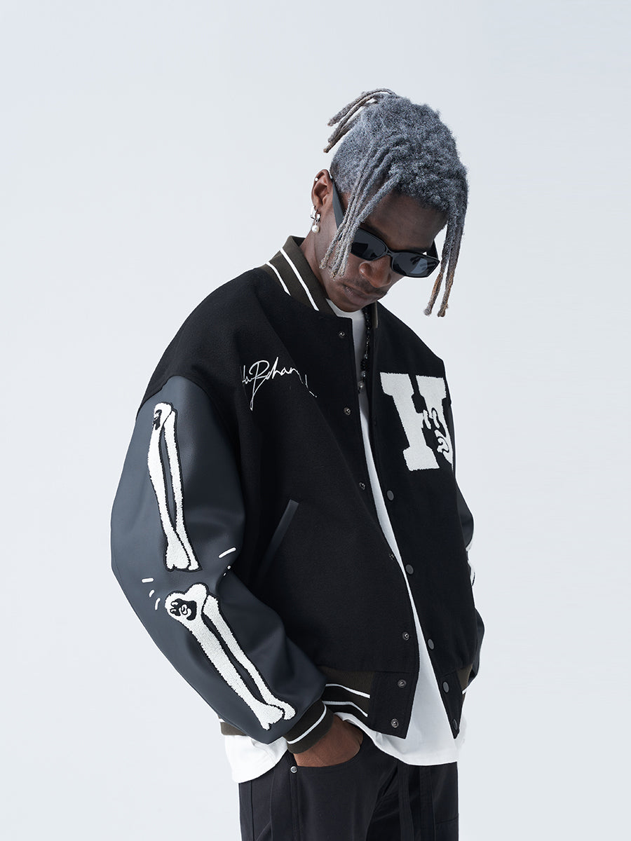Skeleton Woolen Varsity Jacket