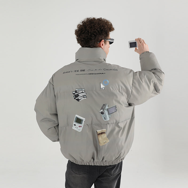 Retro Nostalgia Printed Down Jacket