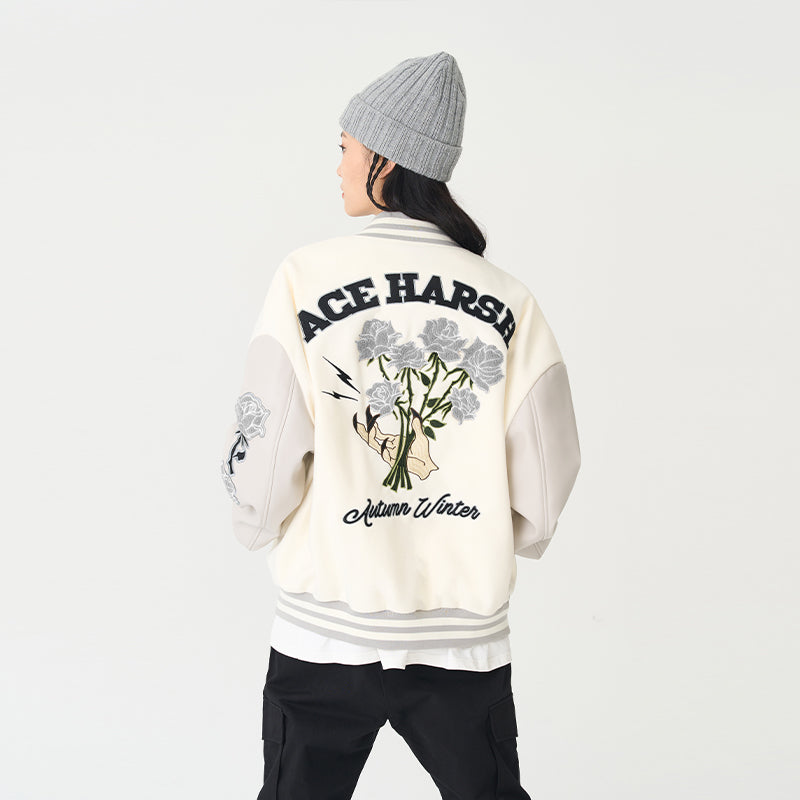 Embroidered Flowers Varsity Jacket – Harsh and Cruel