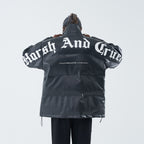 Gothic Logo Leather Down Jacket