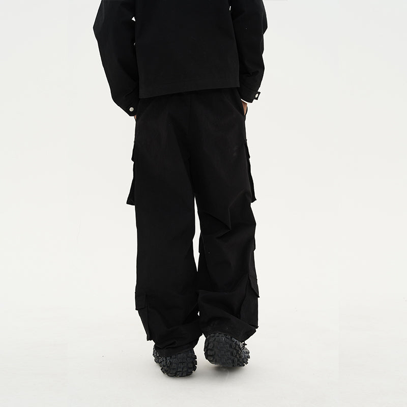 Drawstrings Folded Pockets Trousers