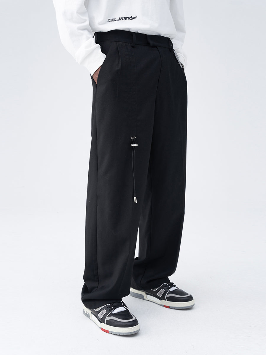 Carabiner Pleated Loose Suit Trousers