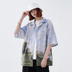 Monet Oil Painting Landscape Cuban Shirt