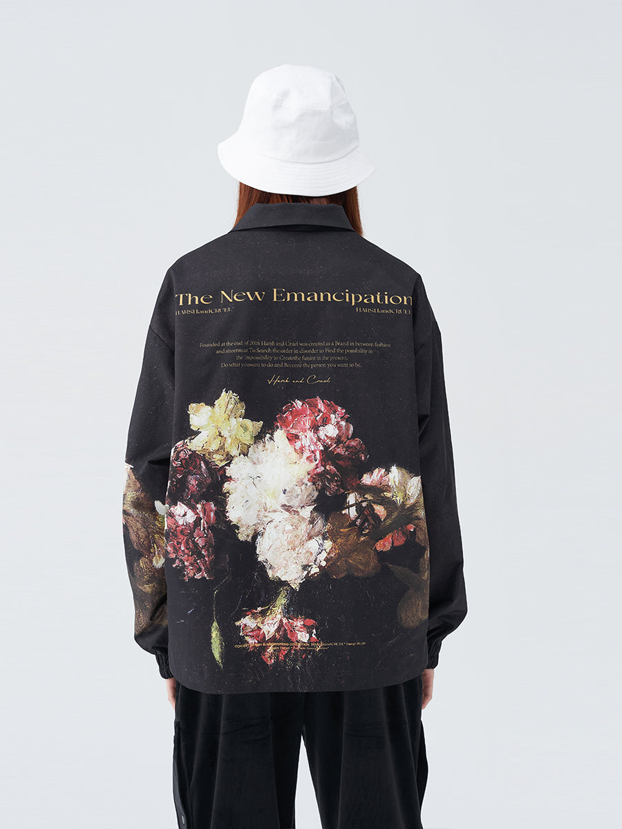 Floral Print Retro Coach Jacket