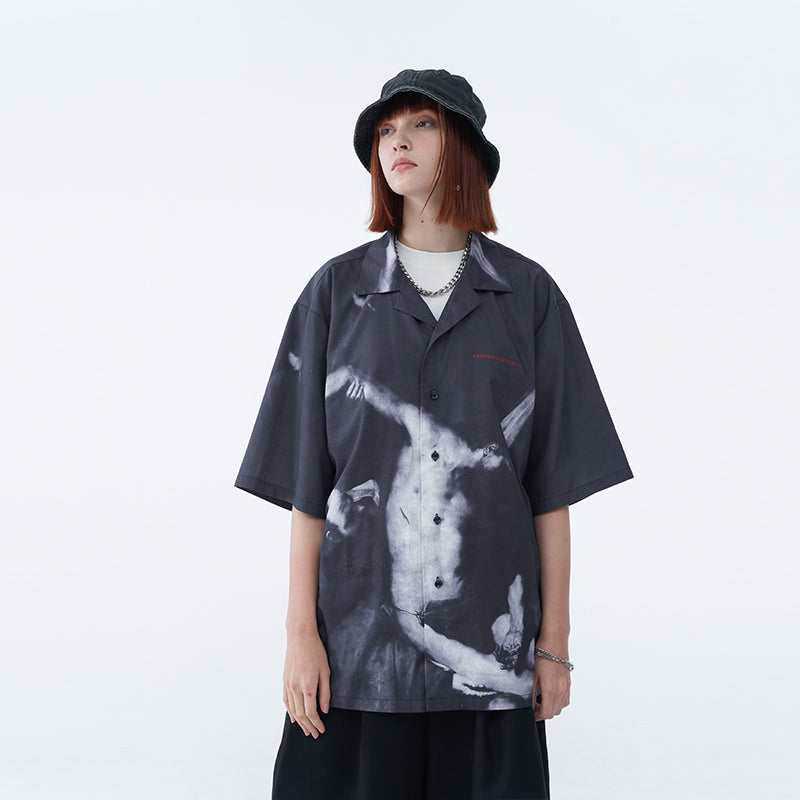 Religious Oil Painting Cuban Shirt