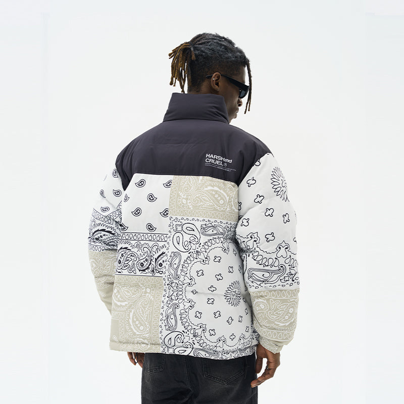 Stand Up Collar Cashew Panels Printed Jacket