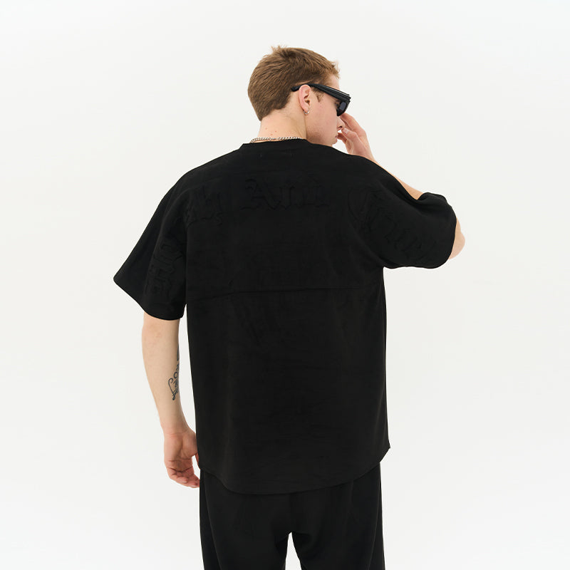 Embossed Gothic Logo Suede Tee