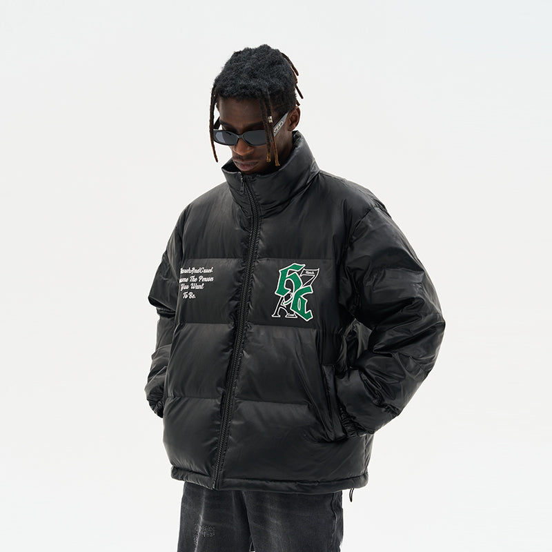 Goth Font Printed Down Jacket