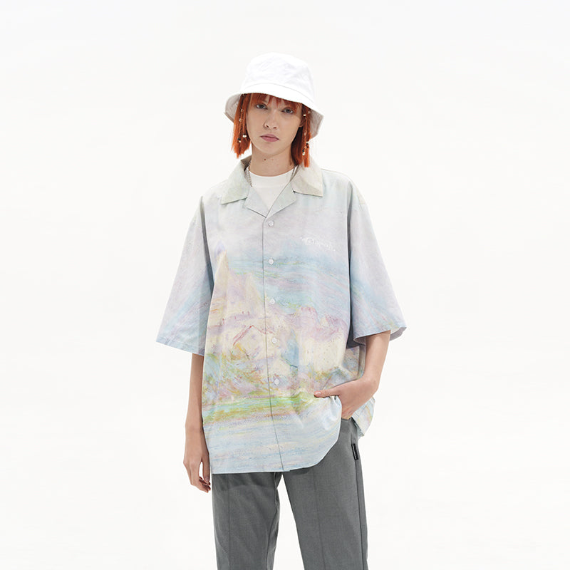 Monet vintage oil painting full print Cuban Shirt