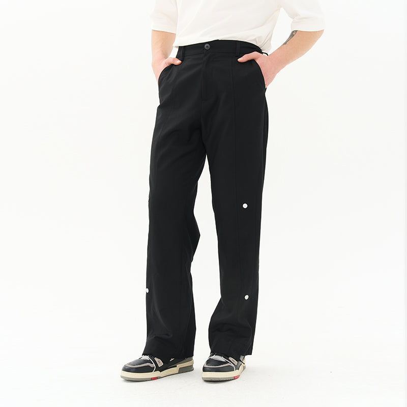 Magnetic Buttons Stitching Loose Trousers