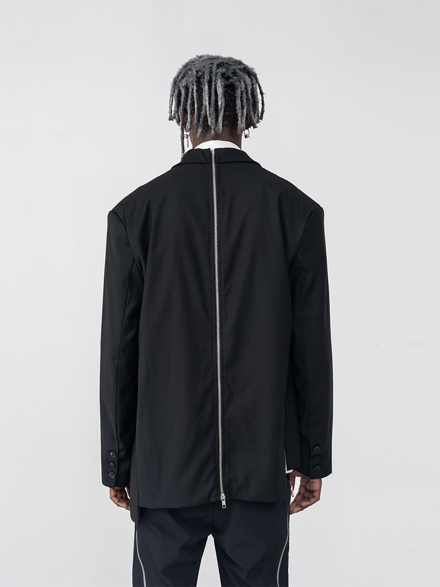 Asymmetrical Zipper Suit
