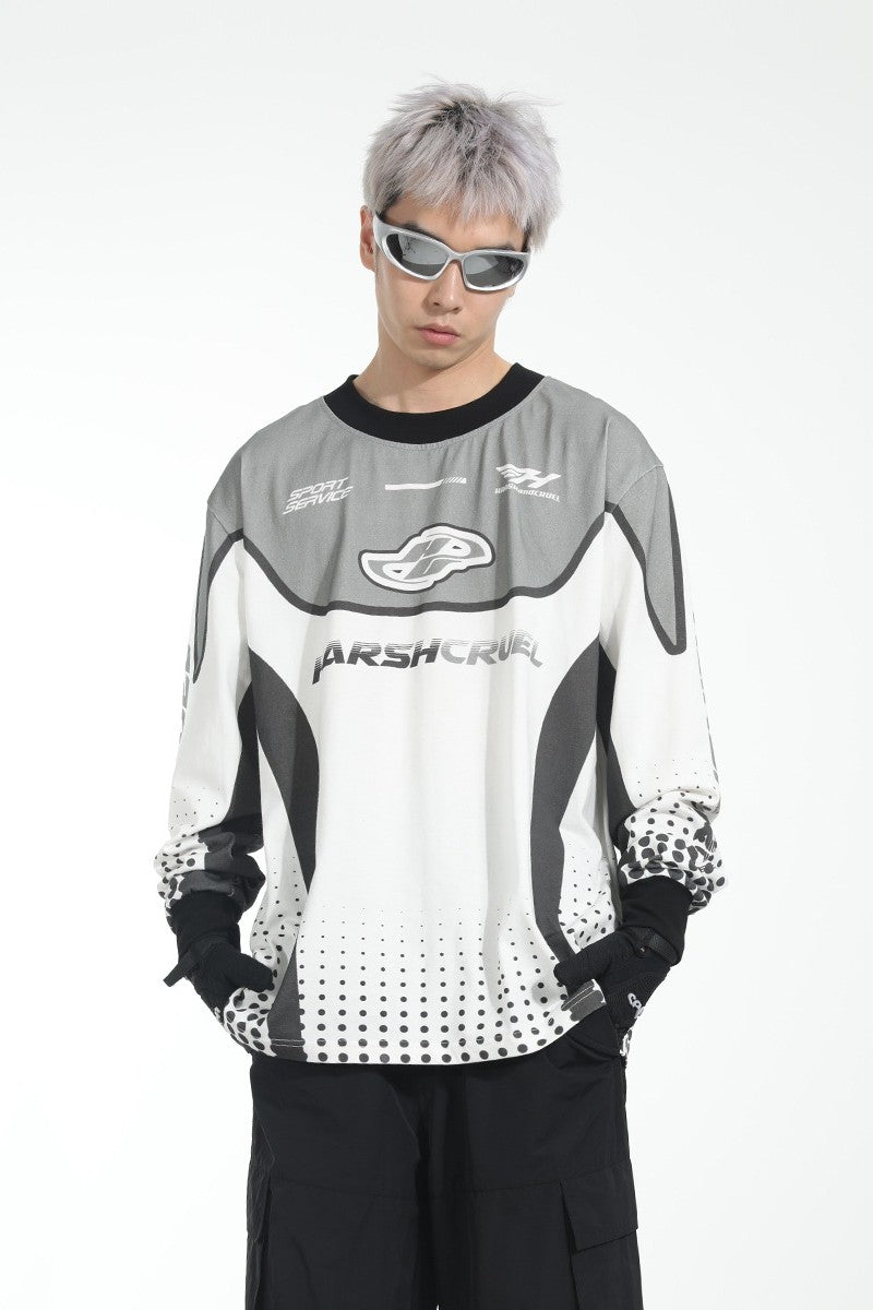 Round Neck Logo Racing L/S Tee