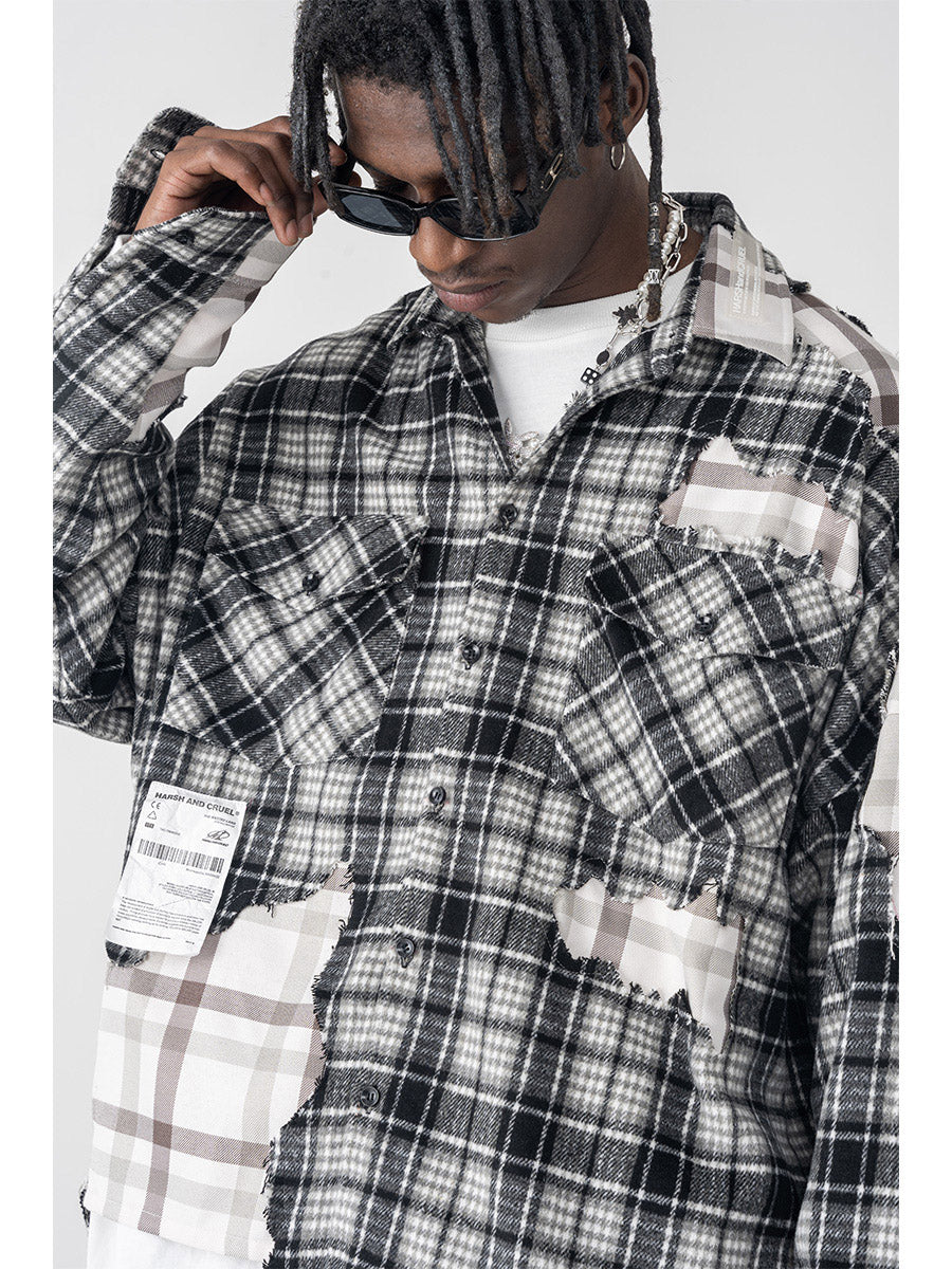 Deconstructed Plaid Flannel Shirt