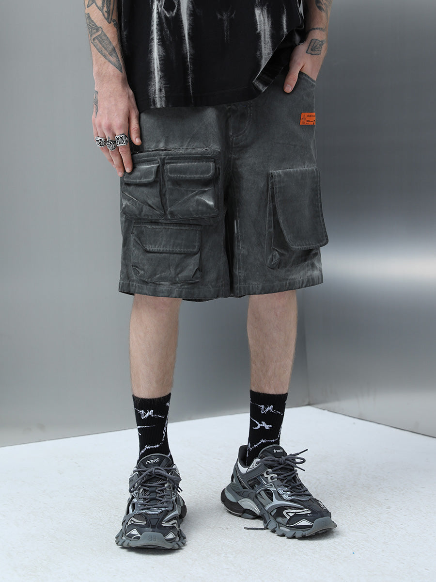 Washed Multi Pocket Shorts