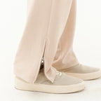 Embossed Logo Zipper Flared Trousers