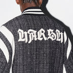 Embroidered Leather Gothic Logo Flannel Jacket