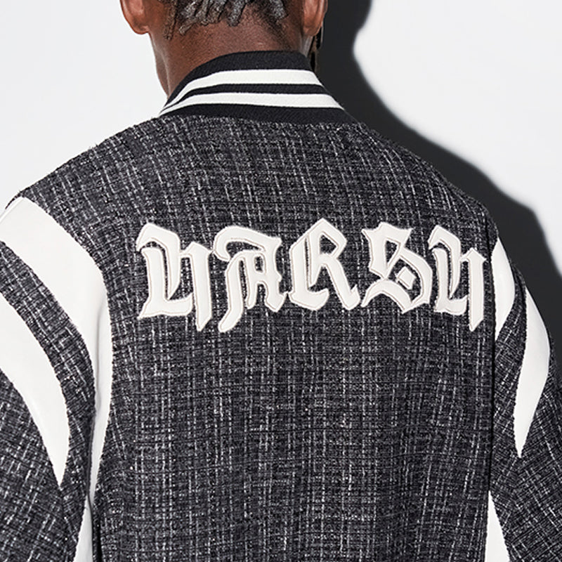 Embroidered Leather Gothic Logo Flannel Jacket