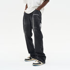 Gothic Logo Embroidered Flared Denim