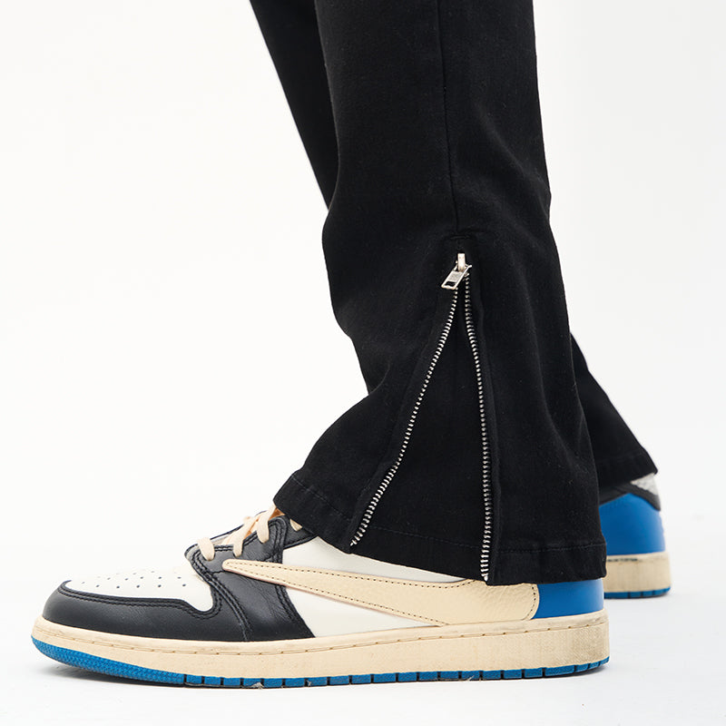 Casual Zipper Flared Denim