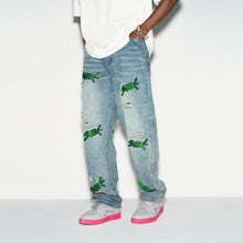 Load image into Gallery viewer, Distressed Embroidered Loose Denim
