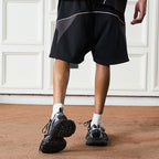 Striped Stitched logo Shorts