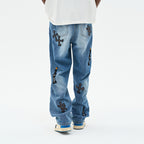 Religious Candles Embroidered Denim