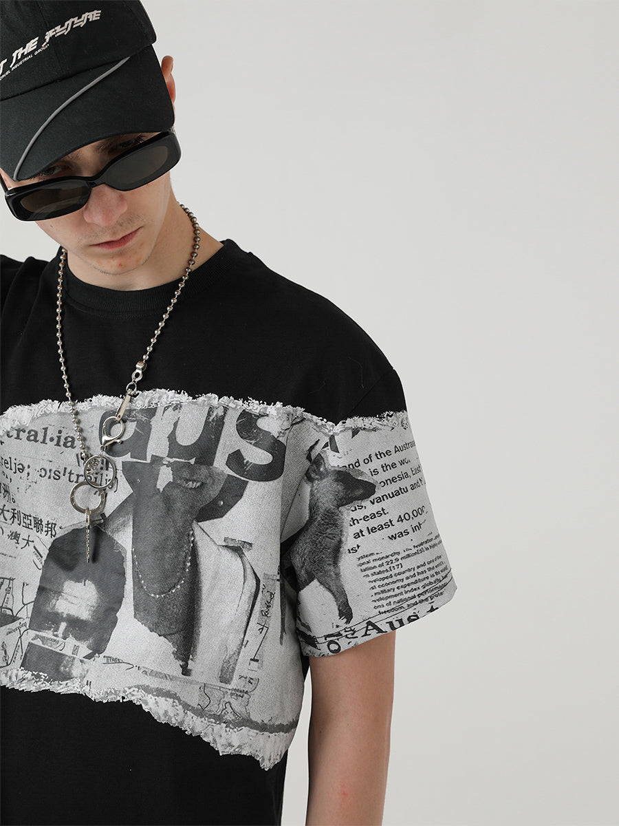Old Newspaper Printed Tee