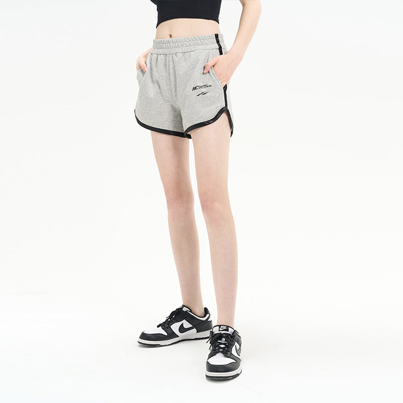 High Waist Striped Logo Shorts