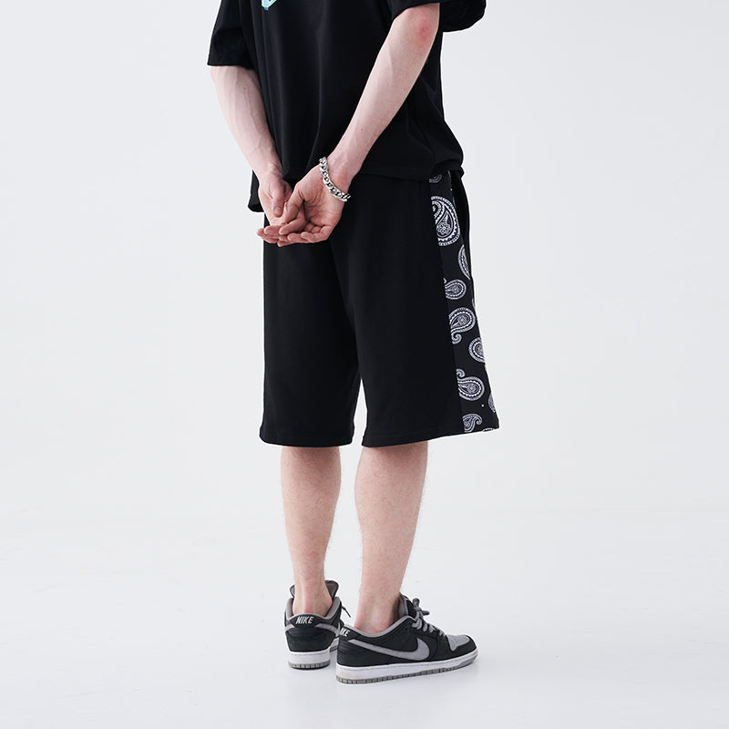 Paisley Stitched Loose Shorts